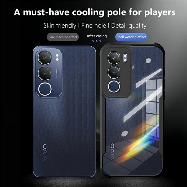 For vivo Y19s 4G Case Reinforced Corners TPU + Acrylic Clear Phone Cover