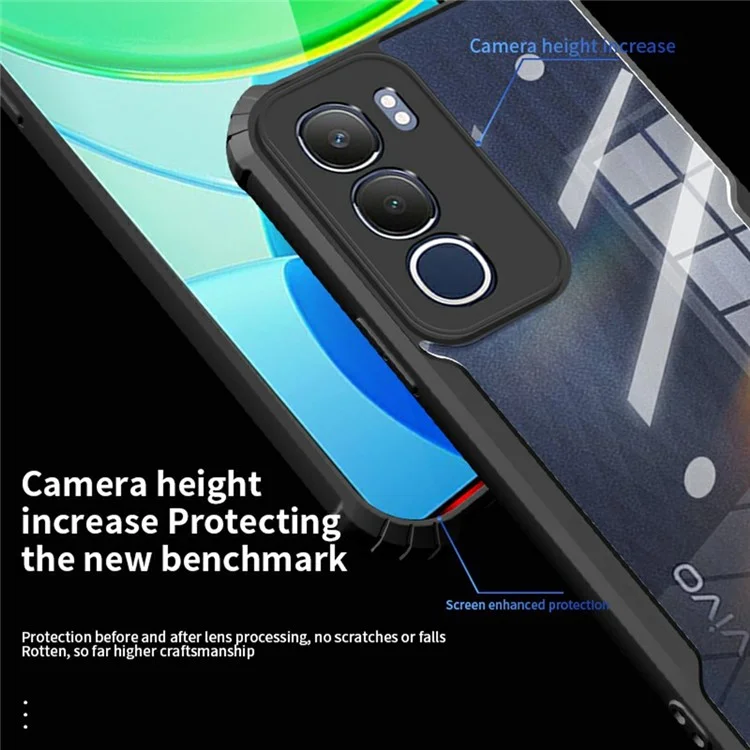 For vivo Y19s 4G Case Reinforced Corners TPU + Acrylic Clear Phone Cover
