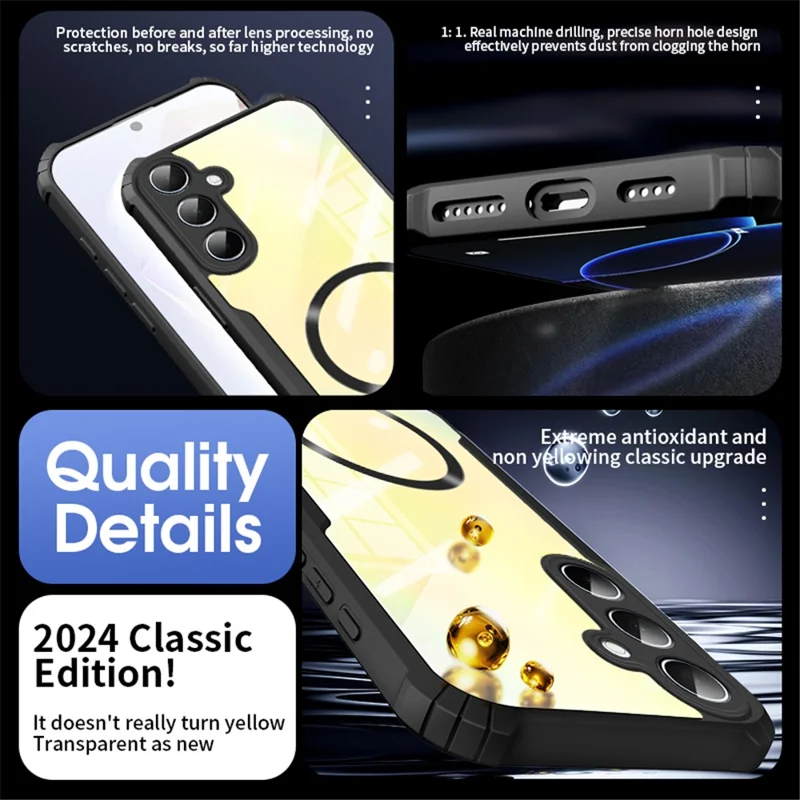 For Samsung Galaxy A55 5G Magnetic Case Reinforced Corners TPU + Acrylic Phone Cover