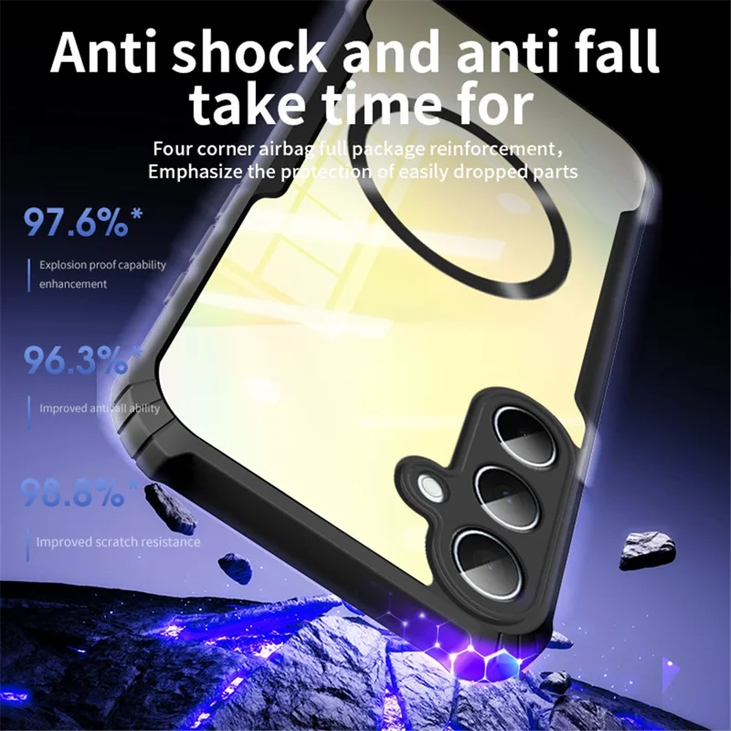 For Samsung Galaxy A55 5G Magnetic Case Reinforced Corners TPU + Acrylic Phone Cover
