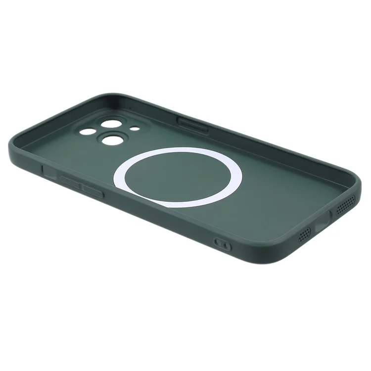 For iPhone 15 Plus Case Compatible with MagSafe Liquid Silicone Phone Cover with Tempered Glass Lens Protector - Green