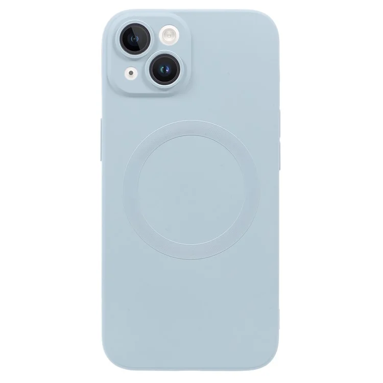 For iPhone 15 Case Compatible with MagSafe Liquid Silicone Phone Cover with Tempered Glass Lens Protector - Baby Blue