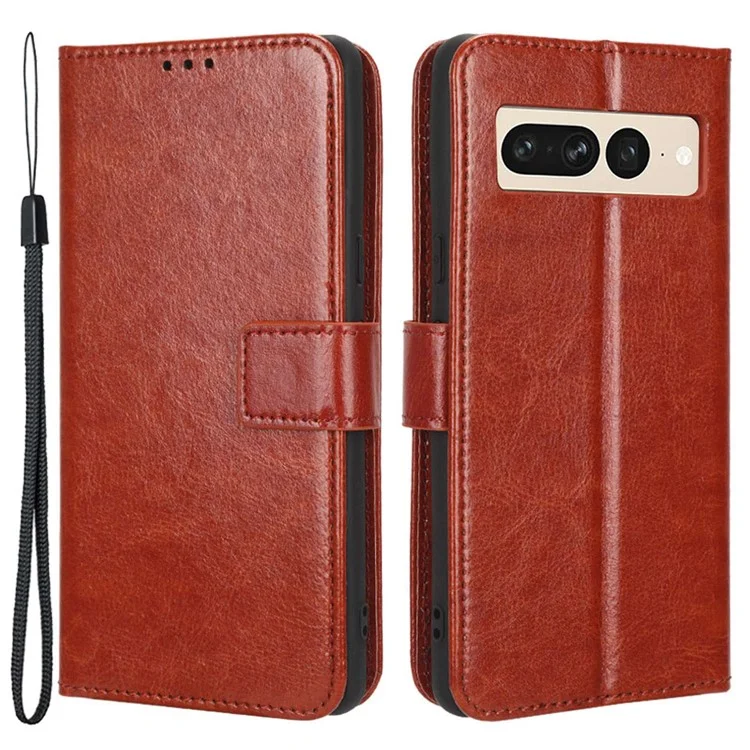 Custodia Telefonica Anti-cazzo Per Google Pixel 7 Pro 5G, PU Leather Crazy Horse Texture Magnetic Full Protection Portafoglio Portafoglio Con Supporto - Marrone