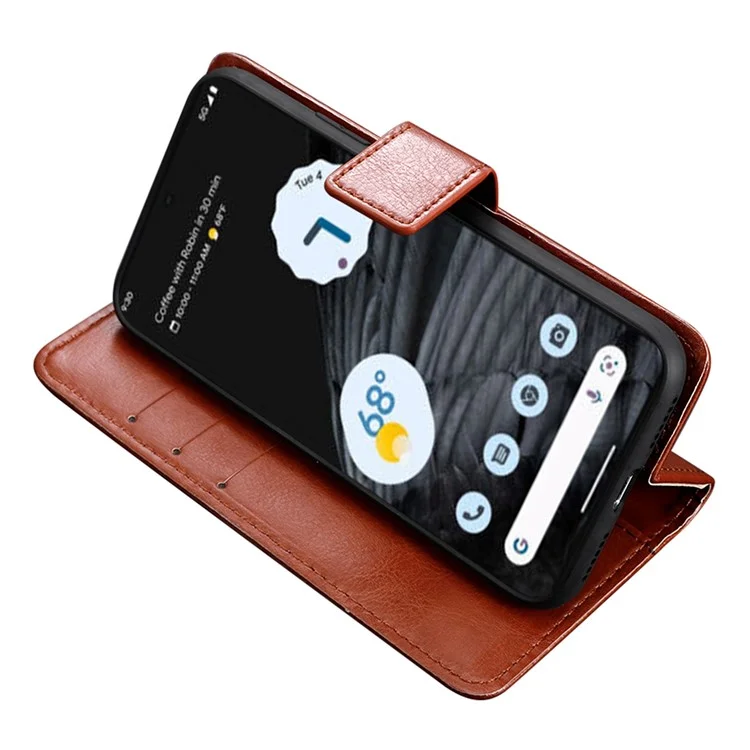 Custodia Telefonica Anti-cazzo Per Google Pixel 7 Pro 5G, PU Leather Crazy Horse Texture Magnetic Full Protection Portafoglio Portafoglio Con Supporto - Marrone
