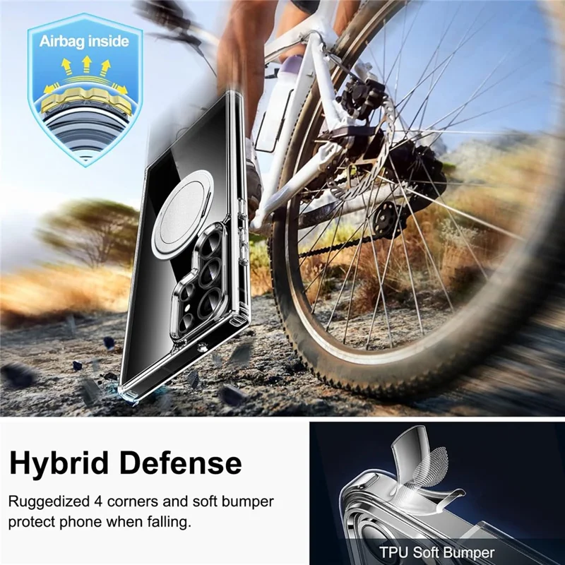 For Samsung Galaxy S24 Ultra Shockproof Case TPU PC Rotating Kickstand Clear Phone Cover