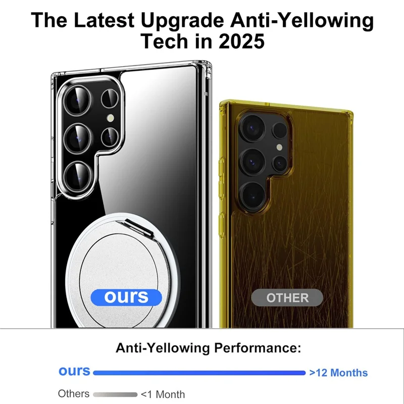 For Samsung Galaxy S24 Ultra Shockproof Case TPU PC Rotating Kickstand Clear Phone Cover