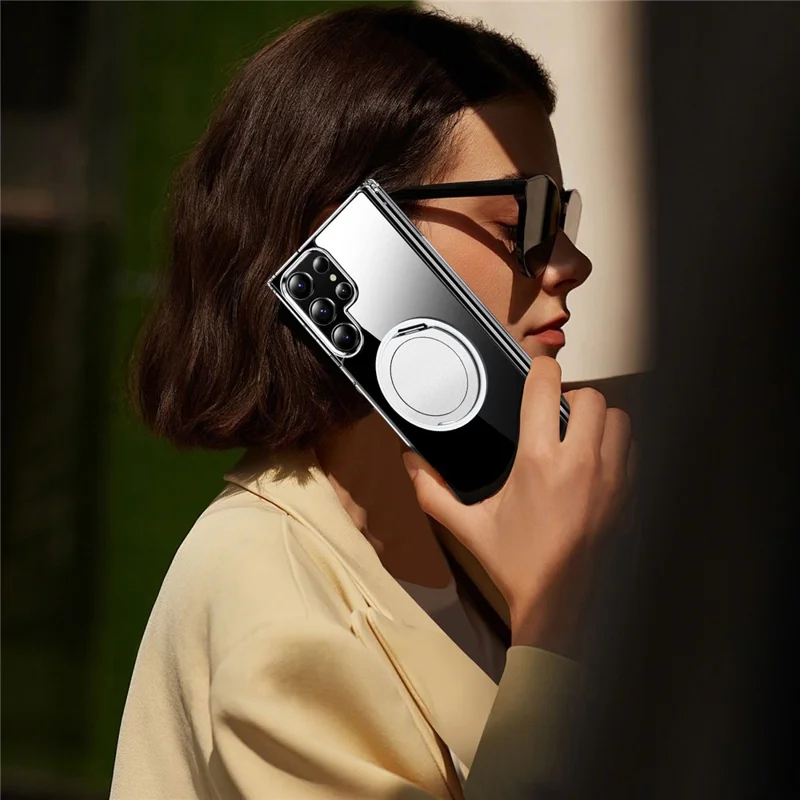 For Samsung Galaxy S24 Ultra Shockproof Case TPU PC Rotating Kickstand Clear Phone Cover