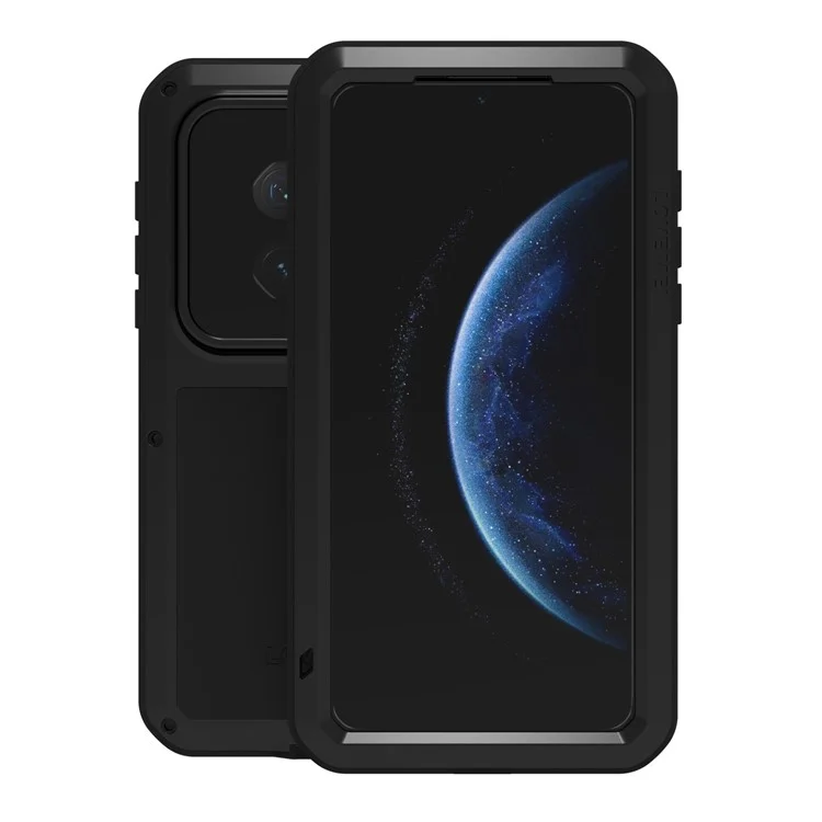 LOVE MEI Funda para Huawei Mate 70 Pro / Mate 70 Pro+ Protector de pantalla de cristal templado Cubierta de teléfono de metal + silicona - Negro