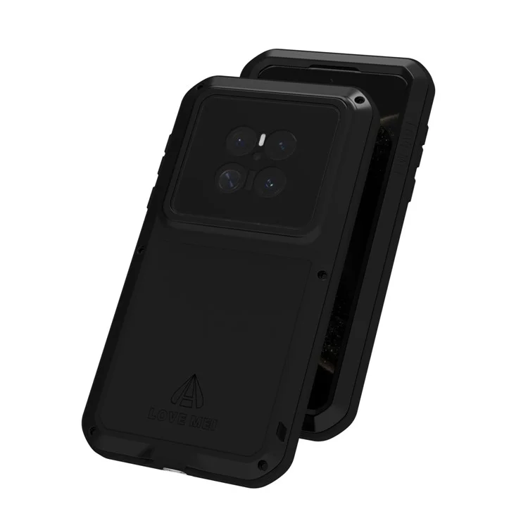 LOVE MEI Funda para Huawei Mate 70 Pro / Mate 70 Pro+ Protector de pantalla de cristal templado Cubierta de teléfono de metal + silicona - Negro