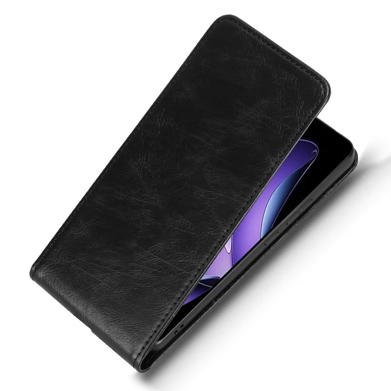 Pour Oppo Reno13 F 5G Étui avec Emplacement pour Carte Rabat Magnétique Vertical en Cuir - Noir