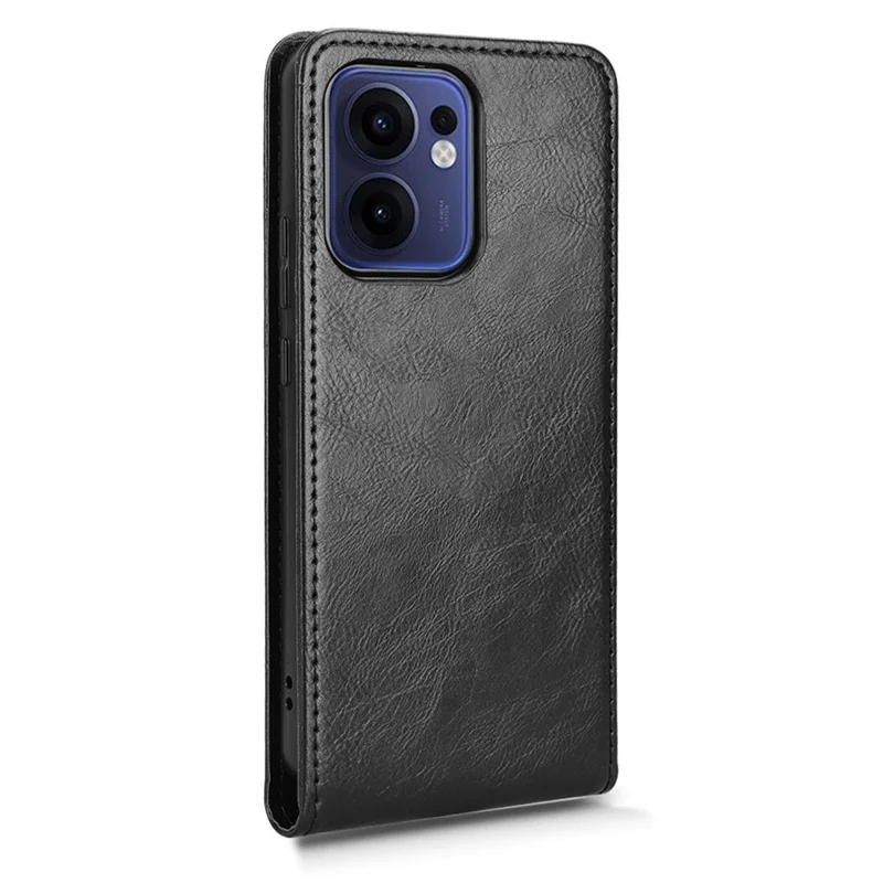 Pour Oppo Reno13 F 5G Étui avec Emplacement pour Carte Rabat Magnétique Vertical en Cuir - Noir