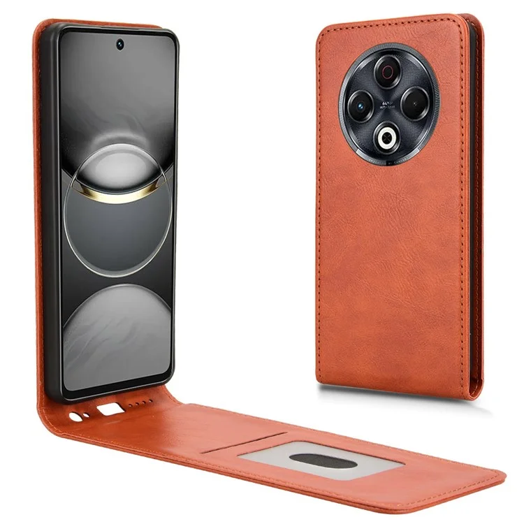 For TECNO Spark 30 4G KL6 Case with Card Slot Magnetic Vertical Flip Leather Phone Cover - Orange