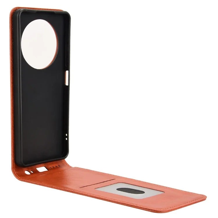 For TECNO Spark 30 4G KL6 Case with Card Slot Magnetic Vertical Flip Leather Phone Cover - Orange