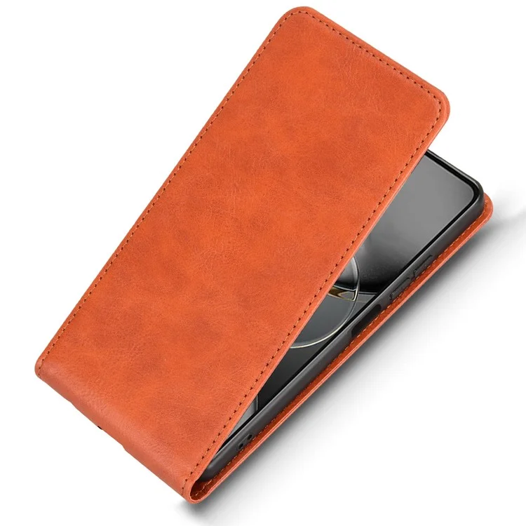 For TECNO Spark 30 4G KL6 Case with Card Slot Magnetic Vertical Flip Leather Phone Cover - Orange