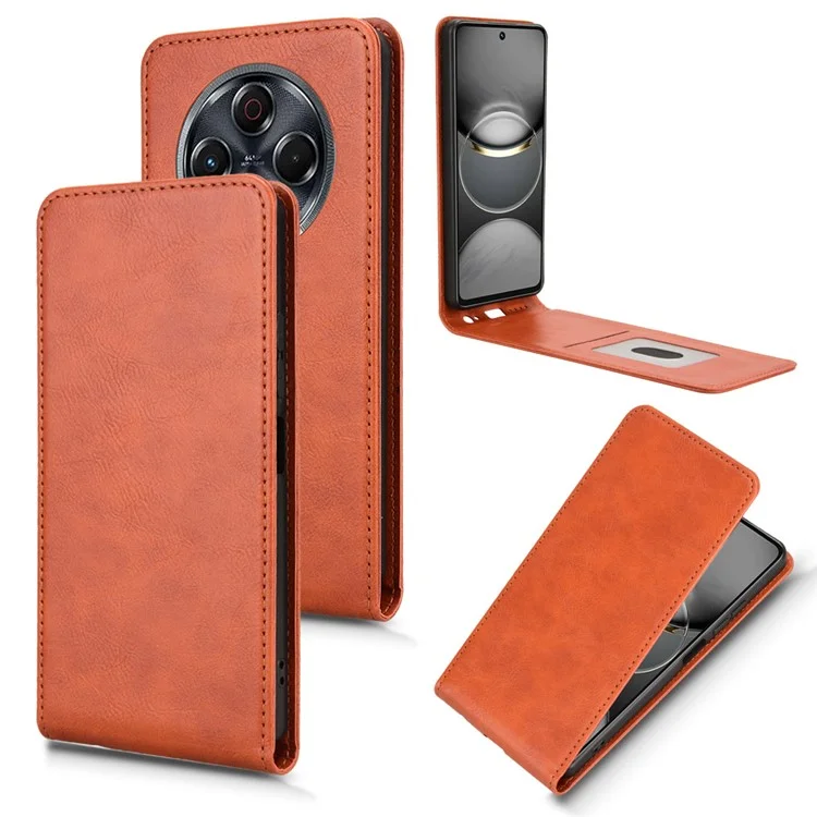 For TECNO Spark 30 4G KL6 Case with Card Slot Magnetic Vertical Flip Leather Phone Cover - Orange