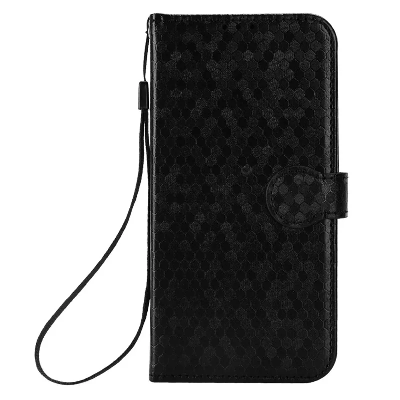 For Xiaomi Redmi Note 14 4G (163.25mm) Wallet Case Dot Pattern Imprint PU Leather Phone Cover - Black
