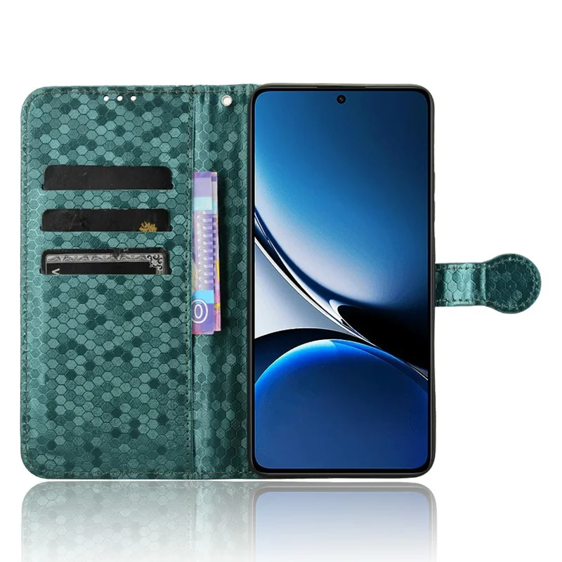 For Xiaomi Poco X7 Pro 5G  /  Redmi Turbo 4 5G Wallet Case Dot Pattern Imprint PU Leather Phone Cover - Green