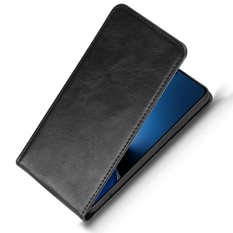 For Xiaomi Poco X7 Pro 5G  /  Redmi Turbo 4 5G Case with Card Slot Magnetic Vertical Flip Leather Phone Cover - Black