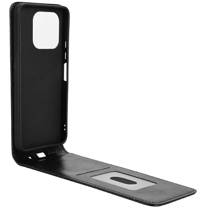 For Umidigi G9 5G  /  Note 90 Case with Card Slot Magnetic Vertical Flip Leather Phone Cover - Black