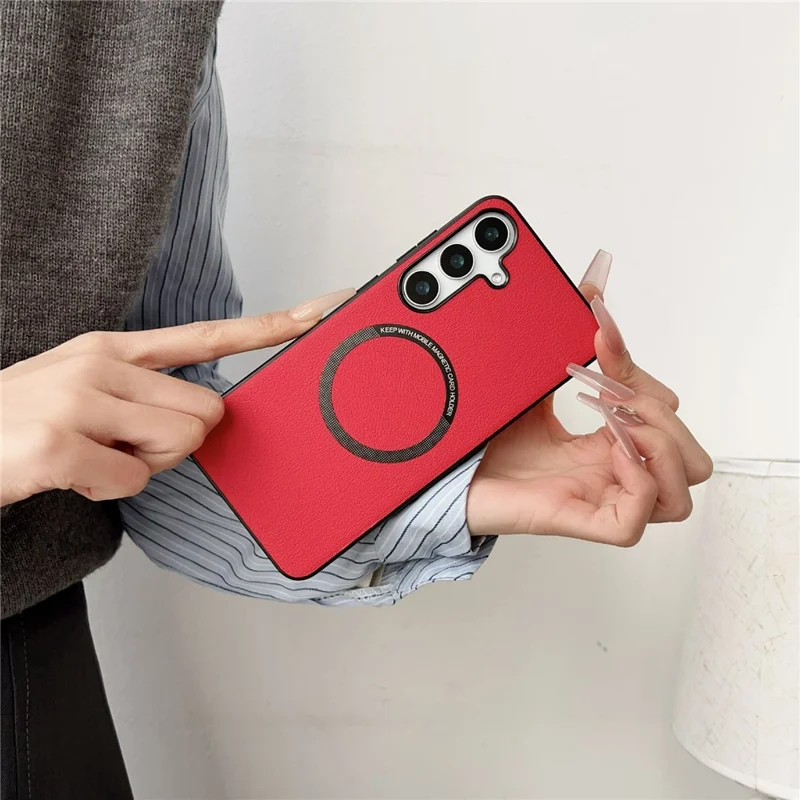 For Samsung Galaxy S25+ Magnetic Case Anti-Drop PU Leather + TPU Cover - White