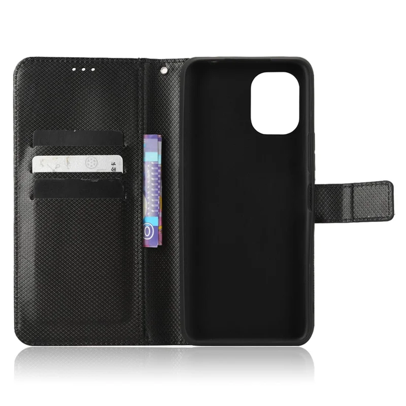 Folia do Umidigi Power 7 / 7S z diamentową fakturą, ochronna obudowa antyrysikowa, etui portfel z funkcją podpórki - Czarny