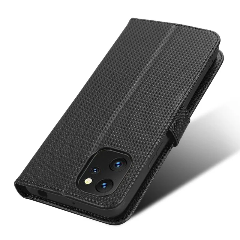 Folia do Umidigi Power 7 / 7S z diamentową fakturą, ochronna obudowa antyrysikowa, etui portfel z funkcją podpórki - Czarny