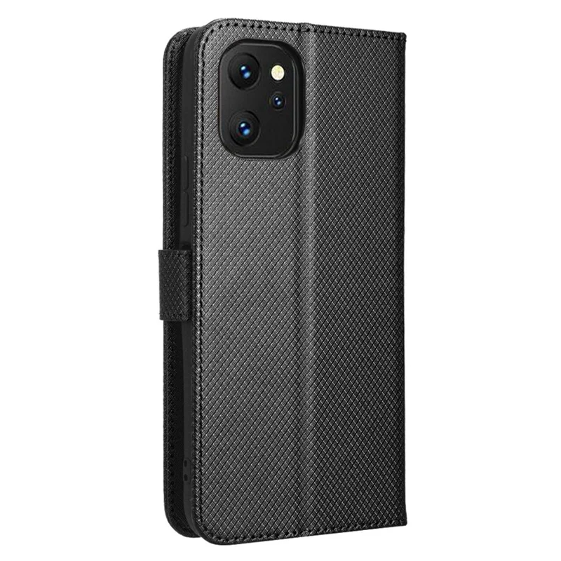 Folia do Umidigi Power 7 / 7S z diamentową fakturą, ochronna obudowa antyrysikowa, etui portfel z funkcją podpórki - Czarny