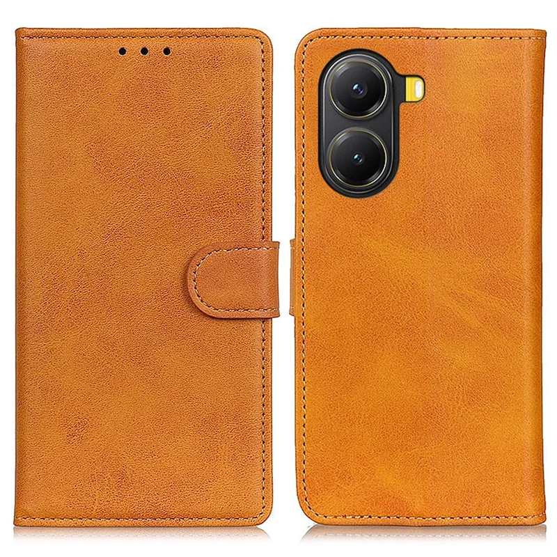 For Xiaomi Poco X7 Pro 5G  /  Redmi Turbo 4 5G Wallet Case Cowhide Texture Leather Stand Phone Cover - Brown