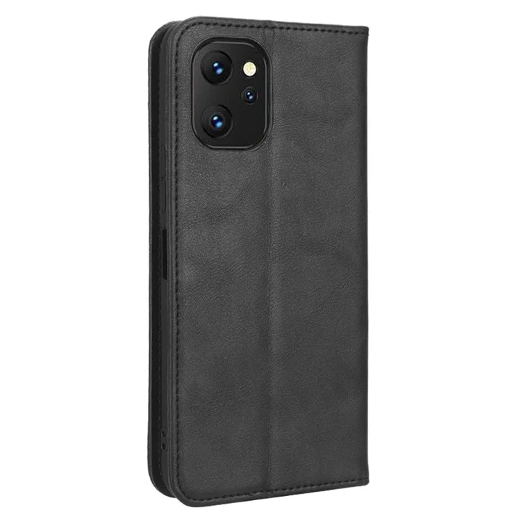 Drop-proof-telefonhülle Für Umditigi Power 7 / 7s, Faltbarer Stand Retro -abdruckmuster Magnetisch Verschluss Flip Leder Handyabdeckungsbrieftasche - Schwarz