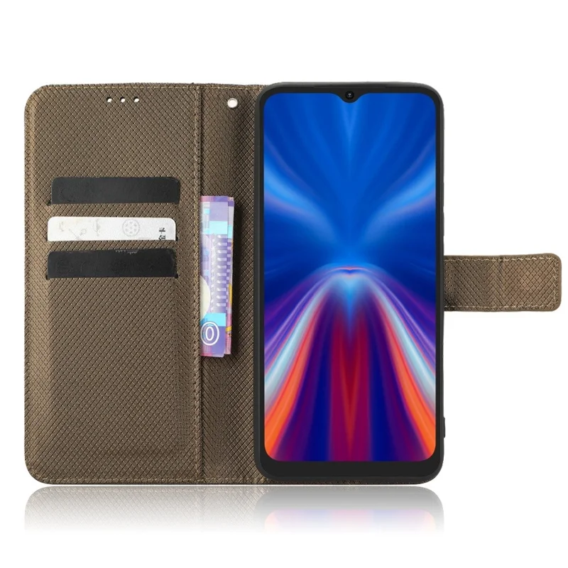 Case de Teléfono Protector Para Umidigi C1, Textura de Diamond Phone Cover Folio Flip PU Cuero de Cuero Soporte - Marrón