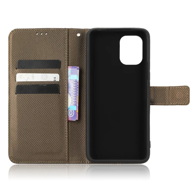 Case de Teléfono Protector Para Umidigi C1, Textura de Diamond Phone Cover Folio Flip PU Cuero de Cuero Soporte - Marrón