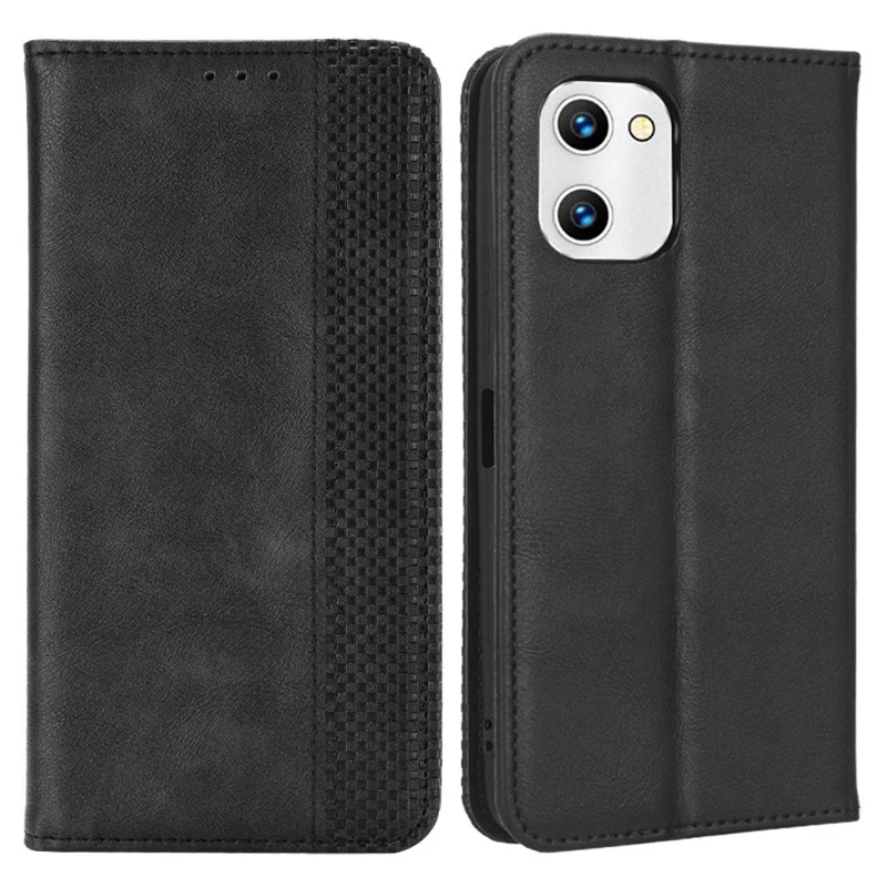 Portafoglio Della Custodia Del Telefono Per Umidigi C1, Supporto Pieghevole Retro Impronta Chiusura Magnetica Copertina Per Cellulare Flip Flip Pull Cell - Nero