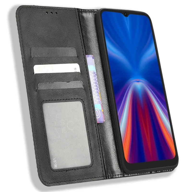 Portafoglio Della Custodia Del Telefono Per Umidigi C1, Supporto Pieghevole Retro Impronta Chiusura Magnetica Copertina Per Cellulare Flip Flip Pull Cell - Nero