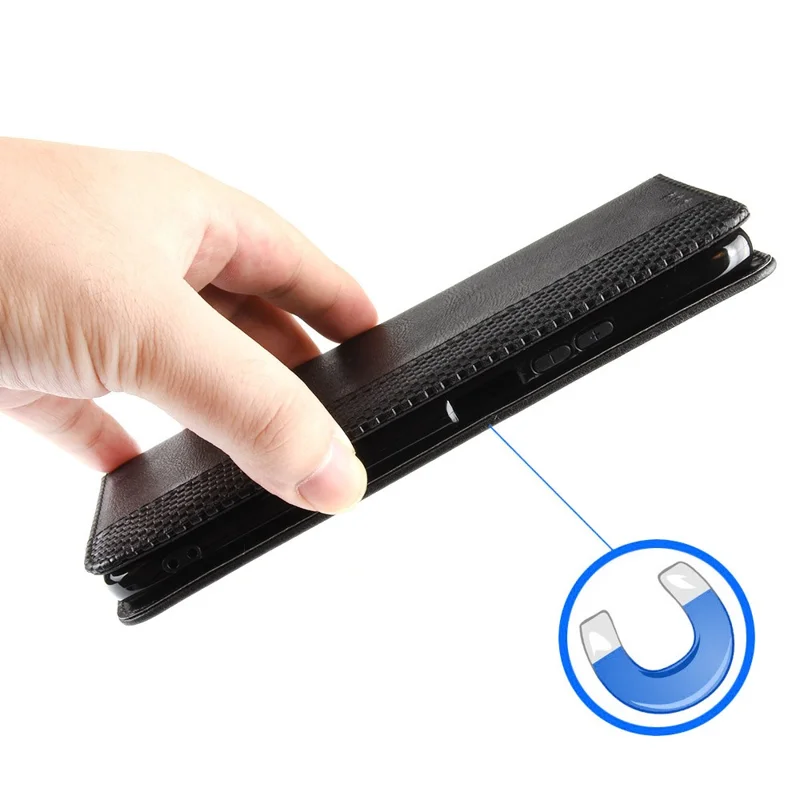 Portafoglio Della Custodia Del Telefono Per Umidigi C1, Supporto Pieghevole Retro Impronta Chiusura Magnetica Copertina Per Cellulare Flip Flip Pull Cell - Nero