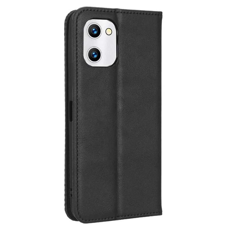 Portafoglio Della Custodia Del Telefono Per Umidigi C1, Supporto Pieghevole Retro Impronta Chiusura Magnetica Copertina Per Cellulare Flip Flip Pull Cell - Nero