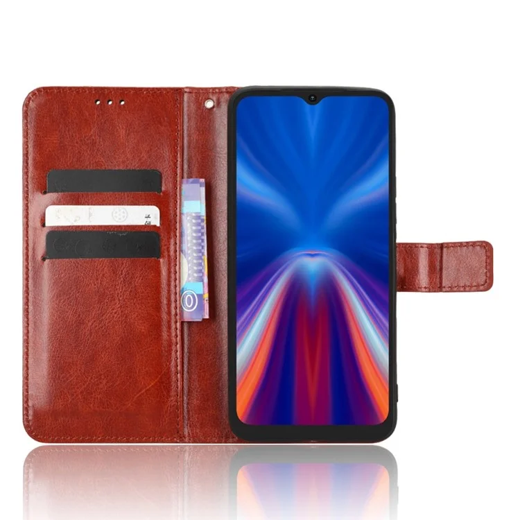 Für Umiidigi C1 Full Protection Phone Case Stand Crazy Horse Textur Magnetic Clasp Phone Flip Leder Brieftasche Abdeckung - Braun