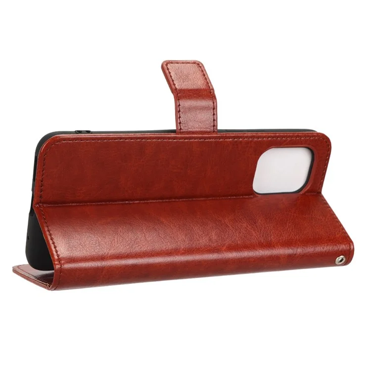 Für Umiidigi C1 Full Protection Phone Case Stand Crazy Horse Textur Magnetic Clasp Phone Flip Leder Brieftasche Abdeckung - Braun