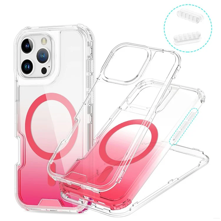 For iPhone 16 Pro Max Case Compatible with MagSafe Gradient Color TPU + PC Phone Back Cover - Gradient Pink