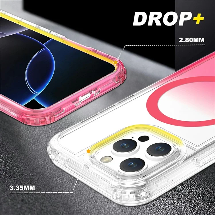 For iPhone 16 Pro Max Case Compatible with MagSafe Gradient Color TPU + PC Phone Back Cover - Gradient Pink