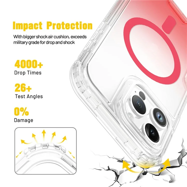 For iPhone 16 Pro Max Case Compatible with MagSafe Gradient Color TPU + PC Phone Back Cover - Gradient Pink