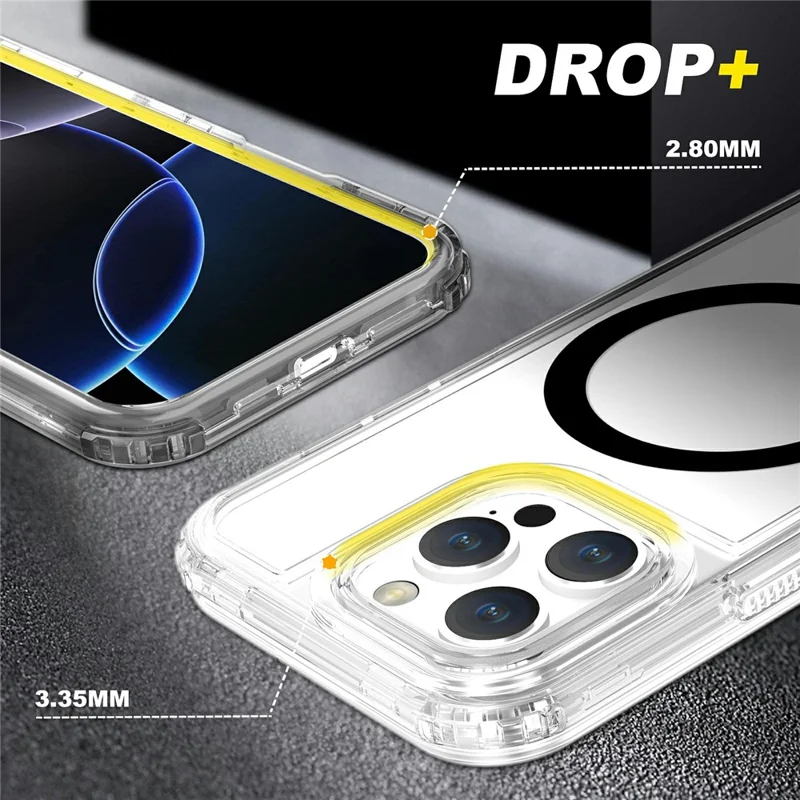 For iPhone 16 Pro Max Case Compatible with MagSafe Gradient Color TPU + PC Phone Back Cover - Gradient Grey