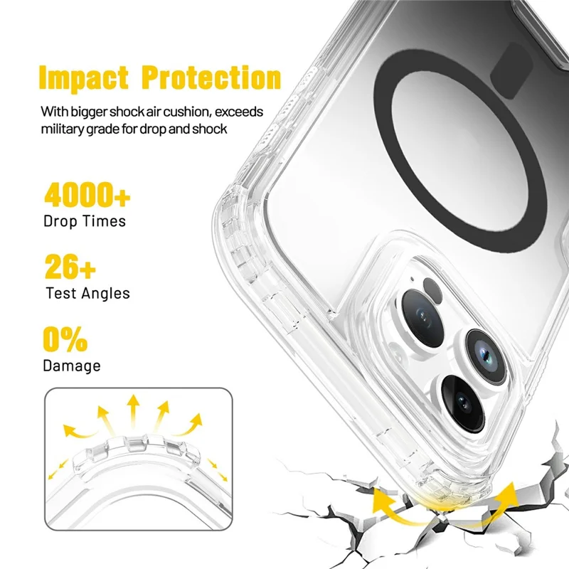 For iPhone 16 Pro Max Case Compatible with MagSafe Gradient Color TPU + PC Phone Back Cover - Gradient Grey