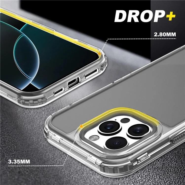 For iPhone 16 Pro Max Case Detachable Design Soft TPU + Clear PC Phone Back Cover - Black