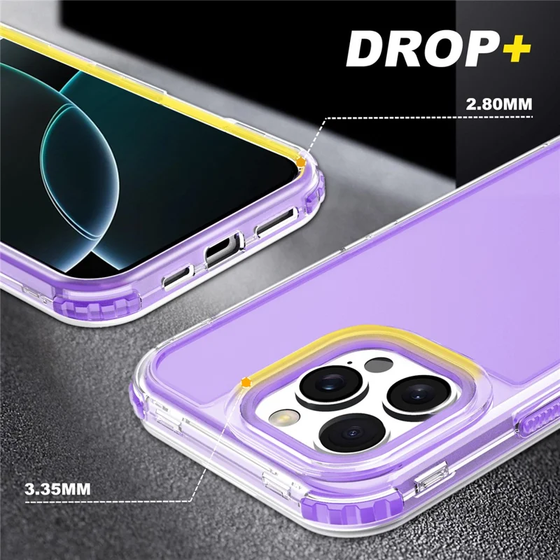 For iPhone 16 Pro Max Case Detachable Design Soft TPU + Clear PC Phone Back Cover - Purple