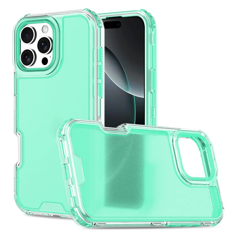 For iPhone 16 Pro Max Case Detachable Design Soft TPU + Clear PC Phone Back Cover - Mint Green