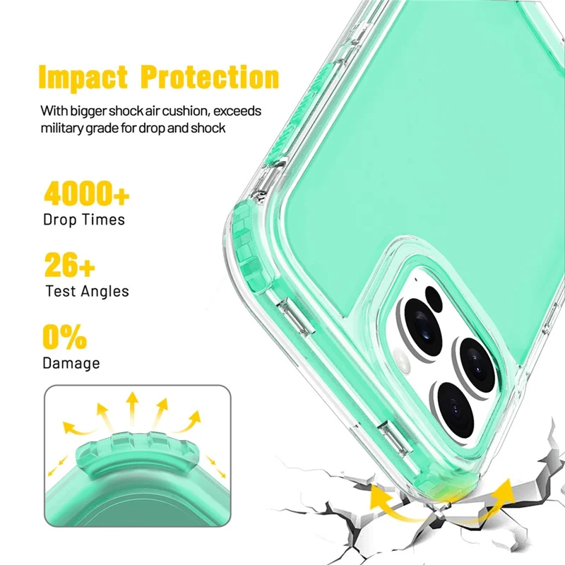 For iPhone 16 Pro Max Case Detachable Design Soft TPU + Clear PC Phone Back Cover - Mint Green