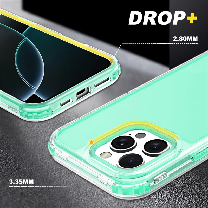 For iPhone 16 Pro Max Case Detachable Design Soft TPU + Clear PC Phone Back Cover - Mint Green