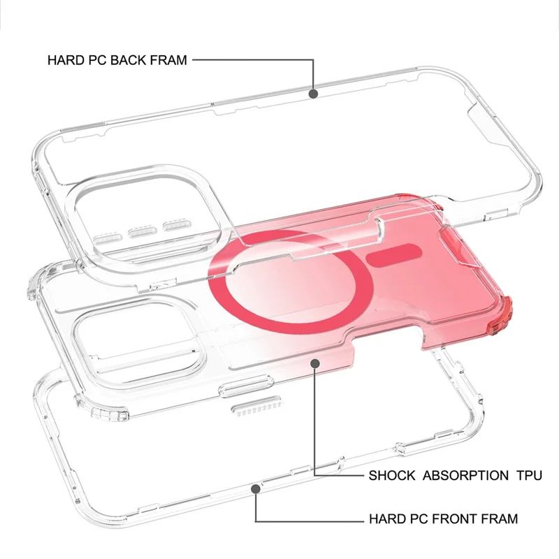 Cover per iPhone 16 Pro Compatibile con MagSafe in TPU + PC con Colore Sfumato - Rosa Sfumato