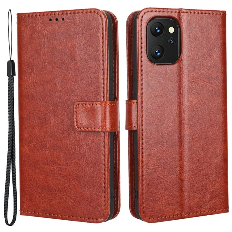 Für Umditigi F3 4g / F3 5g / F3 se / F3S PU Leder Anti-fall-fall Crazy Horse Textur Anti-staub-brieftasche Telefonabdeckung Mit Stand - Braun