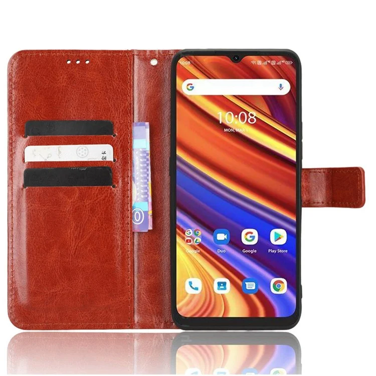 Für Umditigi F3 4g / F3 5g / F3 se / F3S PU Leder Anti-fall-fall Crazy Horse Textur Anti-staub-brieftasche Telefonabdeckung Mit Stand - Braun